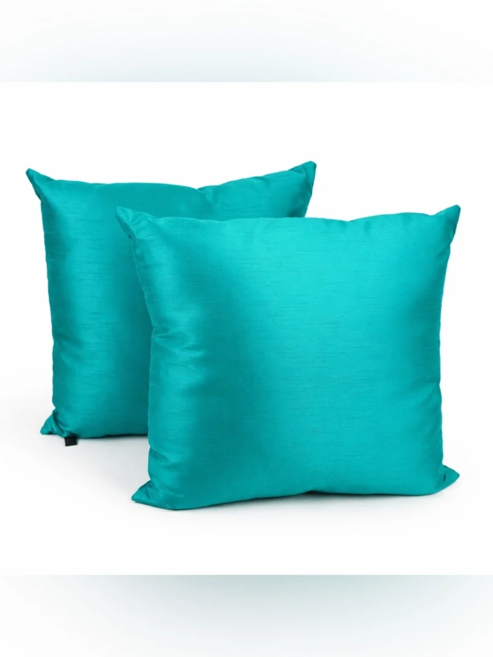 Teal Quilted Throw Pillow Set 19x19 Textured Swirl Accent Pair